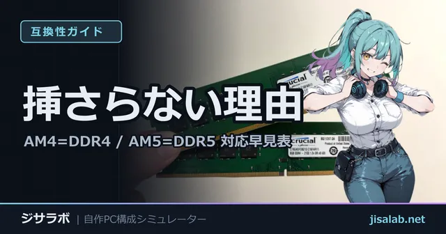挿さらない理由 — AM4=DDR4 / AM5=DDR5 対応早見表