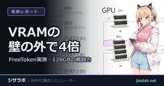 VRAMの壁の外で4倍 — FreeToken実測・128GBの戦闘力